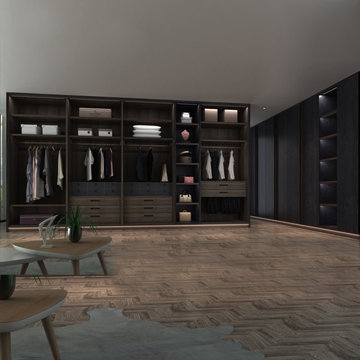 Hinged Door Wood Veneer Wardrobe