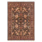 Bareens Designer Rugs - Nagi Pak Persian Leeanna Black/Green Wool Rug - 5'11'' x 9'1'' - Designed with mesmerizing intricacy and gorgeous color palette, this hand-knotted masterpiece demonstrates the beauty and electrifying thrill of Pak Persian art. These meticulously hand-knotted Pak-Persian rug is made with pure wool and features breathtaking traditional, transitional, and tribal designs in bold luxurious color pallets. Known for their intricate designs these rugs are a reproduction of Persian rugs, made in Pakistan with unique Mughal designs. Made by master weavers using the same Persian texture, design and dying technique, we wanted to produce the most significant manifestation of Persian art, life, and culture. This rug is most famous for its exceptional quality, incredible designs, patterns, and vibrant rich color. Pak-Persian rugs made with Persian weave with high knot counts, which enables the high intricacy and detail found in the patterns are also referred to as "State of art", each color adds a rich beautiful detail in the artwork of this rug. The design, color, and beautiful chromatic composition with a vibrant sheen with intricate designs, exude beauty, elegance, and quality make this rug a masterpiece of its own.