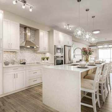 Transitional Kitchen with Classic Oxford White Shaker Cabinets