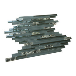 Matte Night Blue & Glossy Grey Sea Shells Glass Mosaic Tiles (Random Pattern) - Home Accessories & Decor
