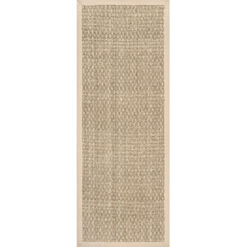 nuLOOM Hesse Checker Weave Seagrass Area Rug, Natural, 2'6"x12'