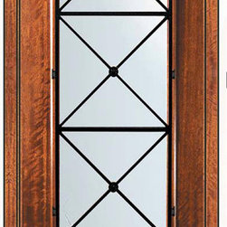 Pre-hung Single Door 96 Mahogany Republic 3/4 Lite Wrought Iron - Front Doors