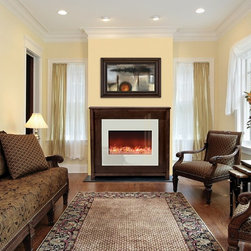 Amantii Zero Clearance Electric Wall Fireplace 30" White Glass Surround - Indoor Fireplaces