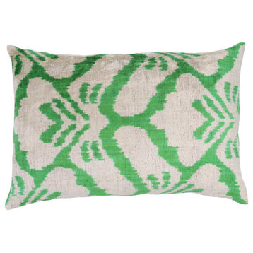 Canvello Handmade Green Velvet Throw Pillow Down Filled 16x24 in