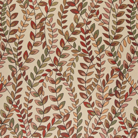 Orange Leaves woven Upholstery Fabric by the Yard