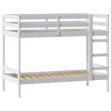 Walker Edison Twin Over Twin Simple Solid Wood Bunk Bed - White