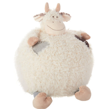 Mina Victory Plushlines Ivory Cow Plush Animal Pillow Toy