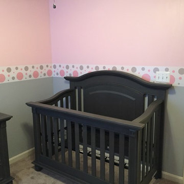 Baby Nursery Pink and Grey Polka Dot Circle Wallpaper Border Wall Art Decals