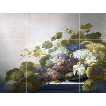 Tile Mural, Still Life With Grapes Ceramic Glossy