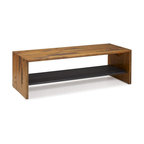 Pemberly Row 58" Solid Rustic Reclaimed Wood Entry Bench in Amber