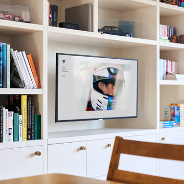 CUSTOM-BUILT FITTED LIVING ROOM TV AND STORAGE UNIT