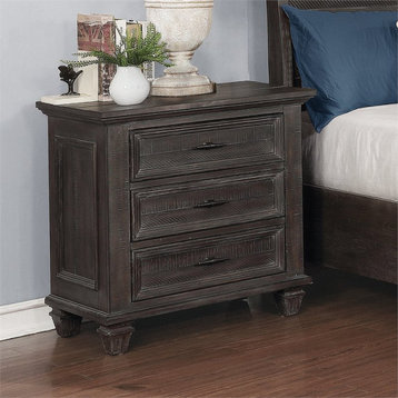 Coaster Transitional 3-Drawer Wood Nightstand with USB Ports in Gray