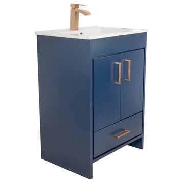 Skylar 24" Single Sink Freestanding Bathroom Vanity Set, Matte Blue