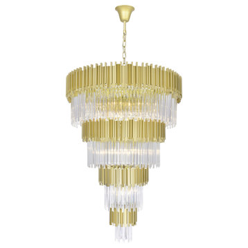 CWI Lighting 1112P40-34-169 Deco 34 Light Down Chandelier With Medallion Gold