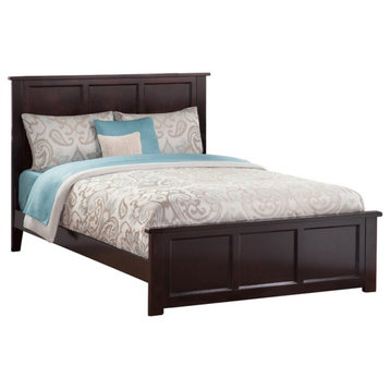 Leo & Lacey Farmhouse Solid Wood Full Bed w/ Footboard & USB Charger in Espresso