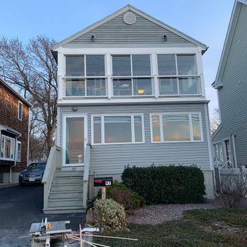 Second Floor Porch Enclosure Marvin Sliders/Gliders SS Cable Rail