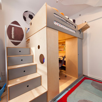Zach's Room: A Full size Loft Bed Doubles Storage