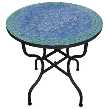 32" Blue / Green Rafraf Moroccan Mosaic Table
