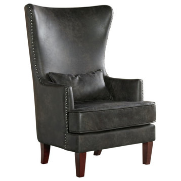 Picket House Furnishings Elia Chair with Chrome Nails In Sierra Charcoal