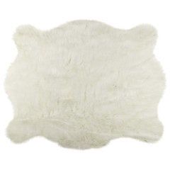 Walk on Me Rugs Snowy White Polar Bear Faux Fur Rectangle Rug