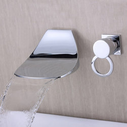 Contemporary Widespread Waterfall Bathroom Sink Faucet (Chrome) T6034 - Bathroom Sink Faucets