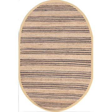 Lauren Liess Sycamore Striped Jute Area Rug, Natural, 5' X 8' Oval