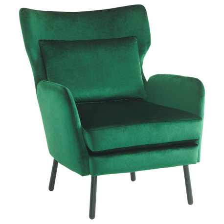 GDF Studio Modern Wingback Upholstered Velvet Accent Chair, Green