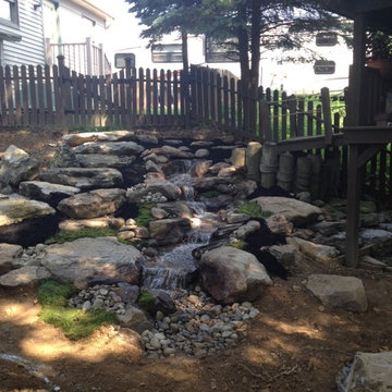 Pondless Waterfall, Natural Stone Steps, and Boulder Retaining Wall