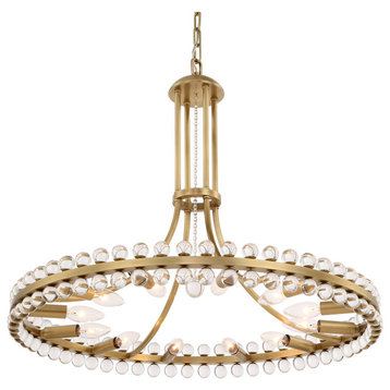 Crystorama CLO-8899-AG 12 Light Chandelier in Aged Brass