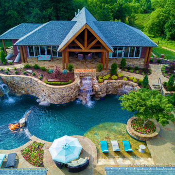 Tiered Grotto Lagoon Pools Inside & Out