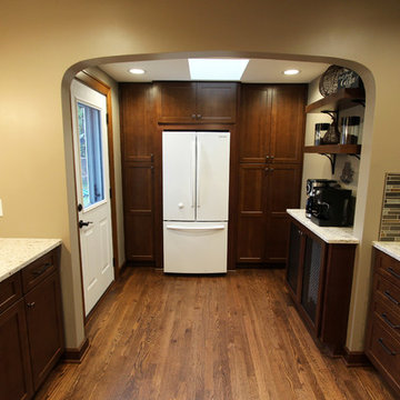 Transitional Cherry Kitchen with Great Organizational Storage and Coat Rack