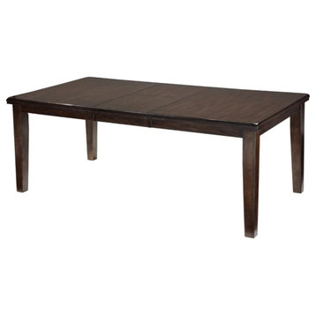 Traditional Dining Table, Extension Leaf With Rectangular Shape, Dark Brown