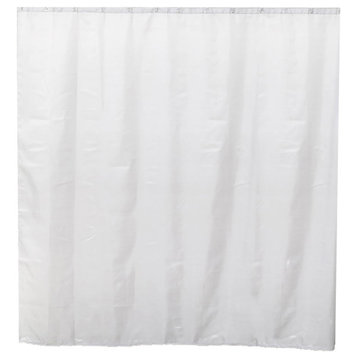 White Extra Wide Shower Curtain, Polyester, 16 Rings, 95"x79"