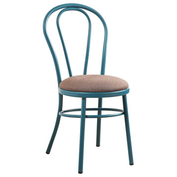 Set Of 2 Restaurant Style Arch Back Teal And Taupe Dining Chairs