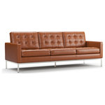 Manhattan Home Design - Florence Sofa, 3 Seater, Leather - This ultra-comfortable piece emulates with amazing accuracy the model introduced by Florence Knoll in 1956. It's a Mid-Century Modern model upholstered in high grade Italian leather with an astonishing aesthetic, visually welcoming, and at the height of the most demanding users. Inside, the steel springs and solid wood provide strength and stability. The cushions of this sofa are filled with dense foam, which offers amazing comfort, made with safe and reliable materials that pose no health risks of any kind, and have high resistance to flames.