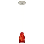 Besa Lighting - Besa Lighting 1XT-719841-SN Karli - One Light Cord Pendant with Flat Canopy - The Karli features a softly radiused glass, that wKarli One Light Cord Bronze Garnet Glass *UL Approved: YES Energy Star Qualified: n/a ADA Certified: n/a  *Number of Lights: Lamp: 1-*Wattage:50w GY6.35 Bi-pin bulb(s) *Bulb Included:Yes *Bulb Type:GY6.35 Bi-pin *Finish Type:Bronze