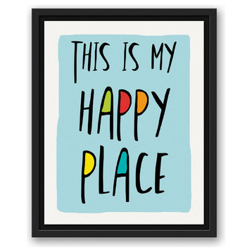 This is My Happy Place Blue 11x14 Black Floating Framed Canvas