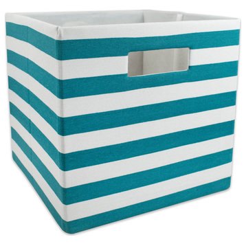 Polyester Cube Stripe Teal Square 13"x13"x13"