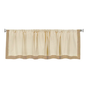 Burlap with Burgundy Check Scalloped Tier - Farmhouse - Valances - by ...