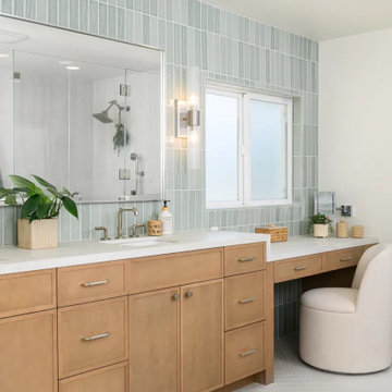Counter-to-ceiling glazed ceramic tile backsplash