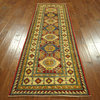 New Geometric Oriental Kazak Runner 3x9 Hand Knotted Ivory/Multi-Color Rug H3439