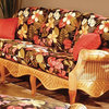 Wicker Sofa with Cushions (Antique Floral)