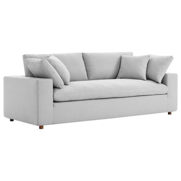 Modway Commix Upholstered Modern Fabric & Wood Sofa in Light Gray