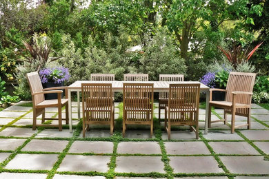 Patio kitchen - large contemporary backyard patio kitchen idea in San Francisco with no cover