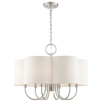 Traditional French Country Seven Light Chandelier-Brushed Nickel Finish