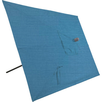 10'x6.5' Rectangular Auto Tilt Market Umbrella, White Frame, Sunbrella, Sapphire Blue