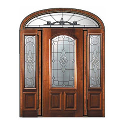 Prehung Sidelites-Transom Door 80 Wood Mahogany Versailles - Front Doors