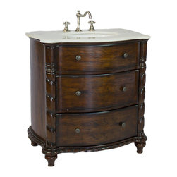 Adelina 31 inch Antique Bathroom Vanity White Marble Top - Bathroom Vanities And Sink Consoles