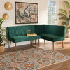 Venera Mid-Century Modern Dining Collection, Emerald Green/Walnut Brown, 2-Piece