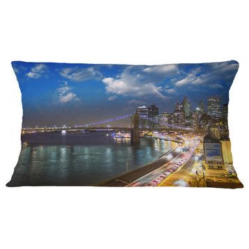 New York City Wonderful Sunset View Cityscape Photo Throw Pillow, 12"x20"